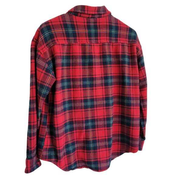 BKE Women’s Flannel Shirt Small Red Plaid Button Up Boyfriend Fit Supersoft - Picture 5 of 6